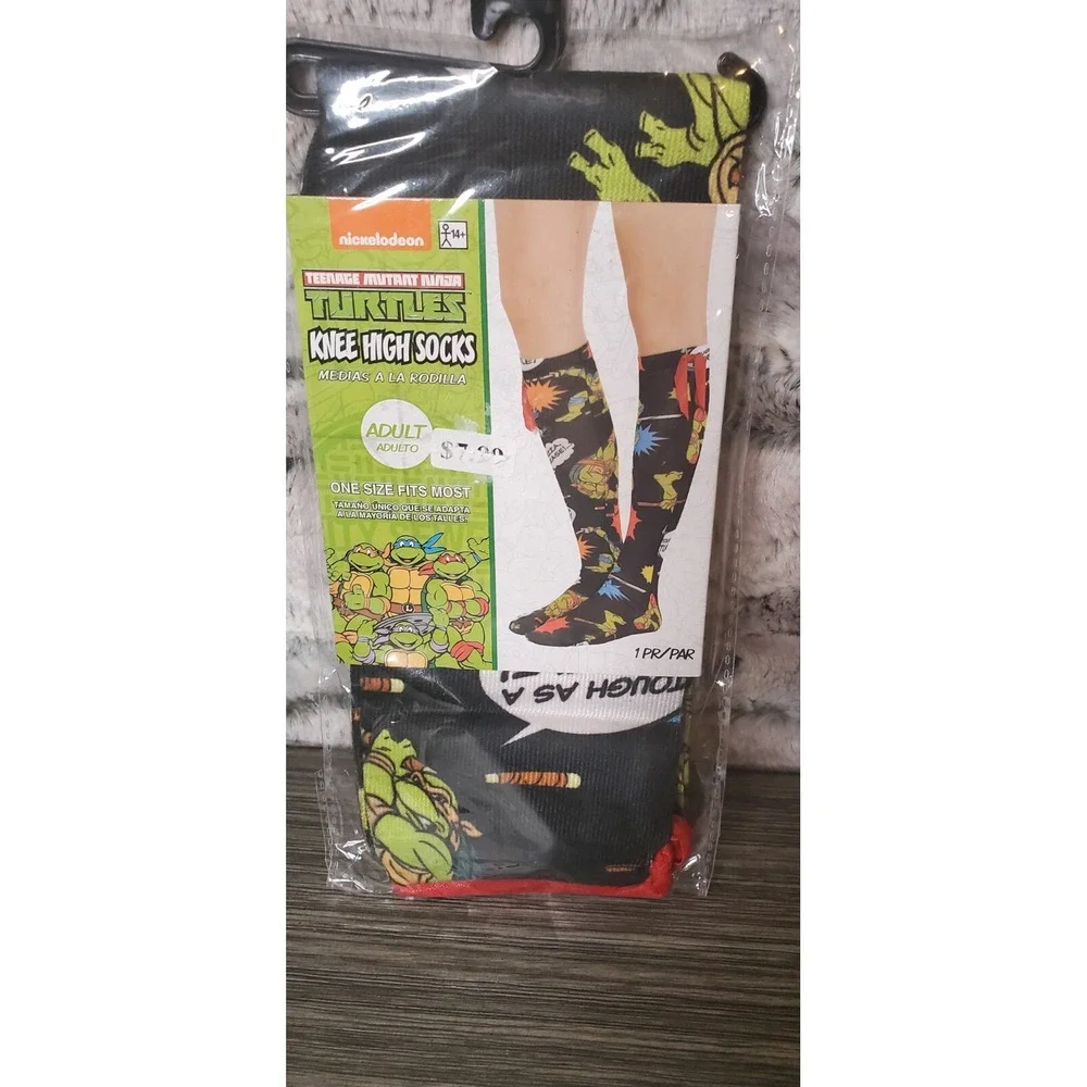 Nickelodeon Teenage Mutant Ninja Turtles TMNT Knee High Socks Adult OSFM New Bow